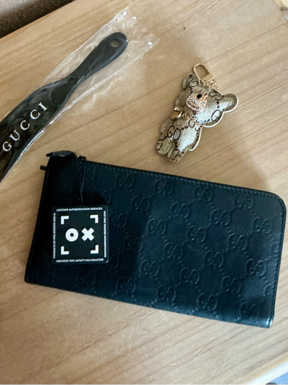 Authentic Gucci Guccissima (GG) Wallet luxury bundle zip around.